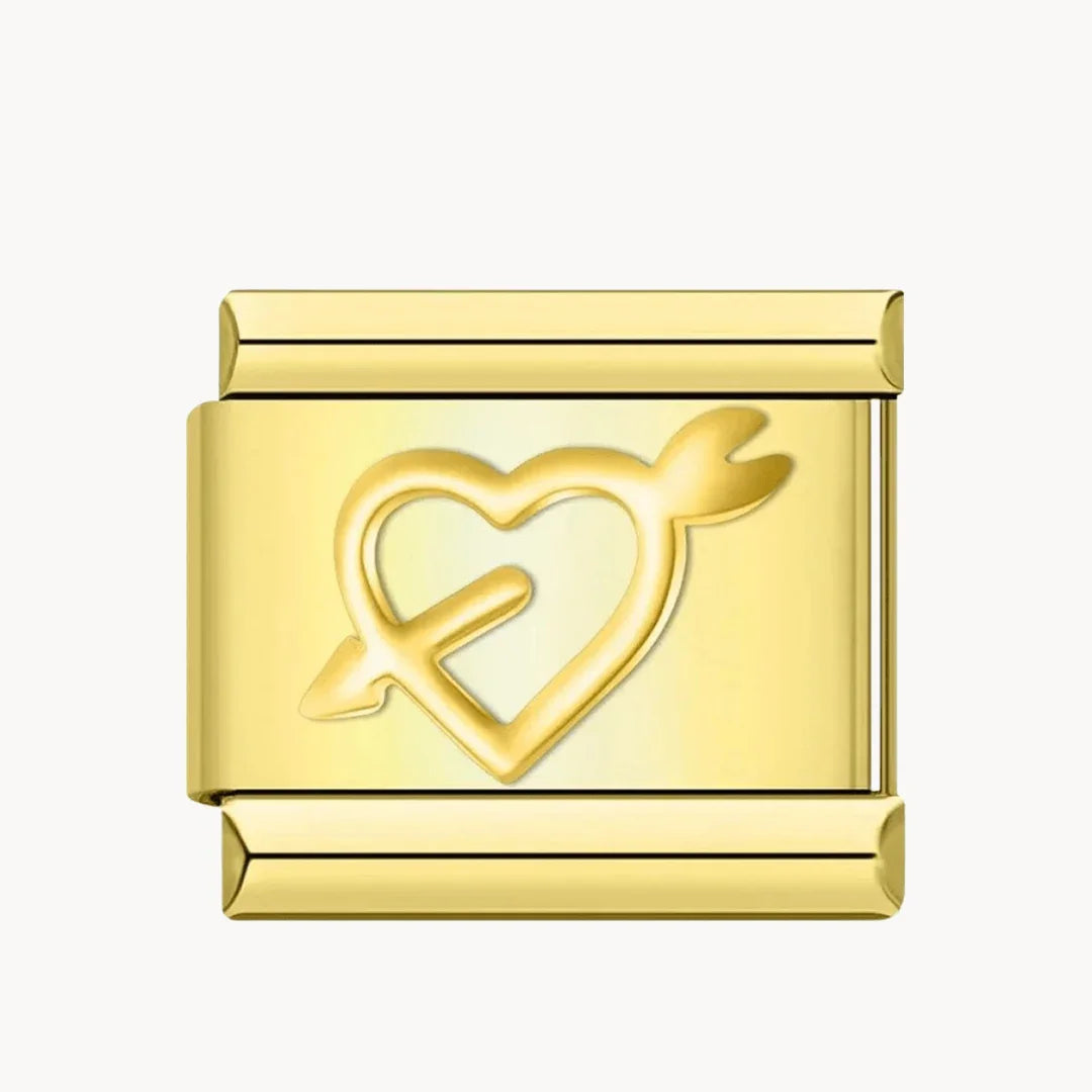 Cœur avec flèche argent & or