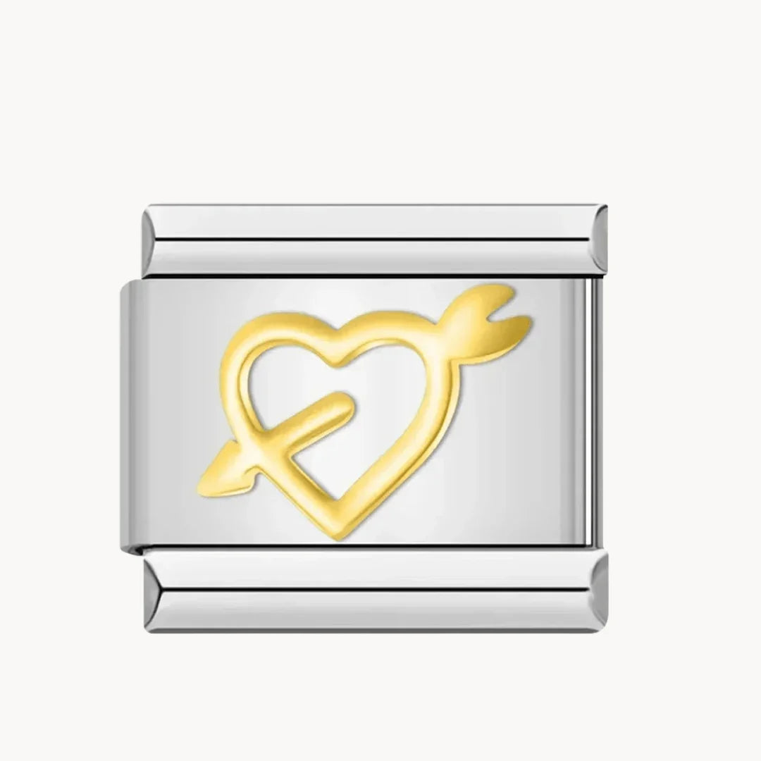 Cœur avec flèche argent & or