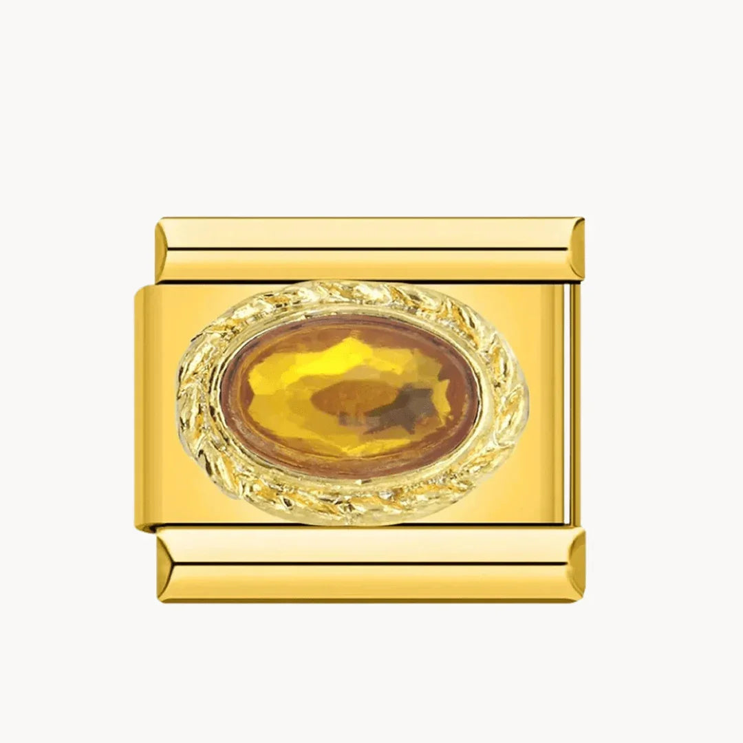 Pierre orange sur or